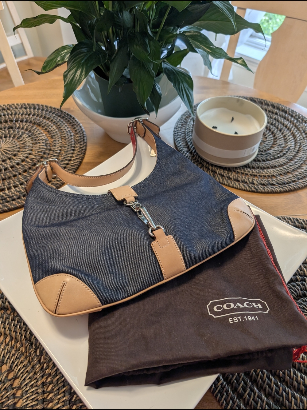 💯 Authentic Vintage Y2K Coach Denim Shoulder Bag - Hobo Bag